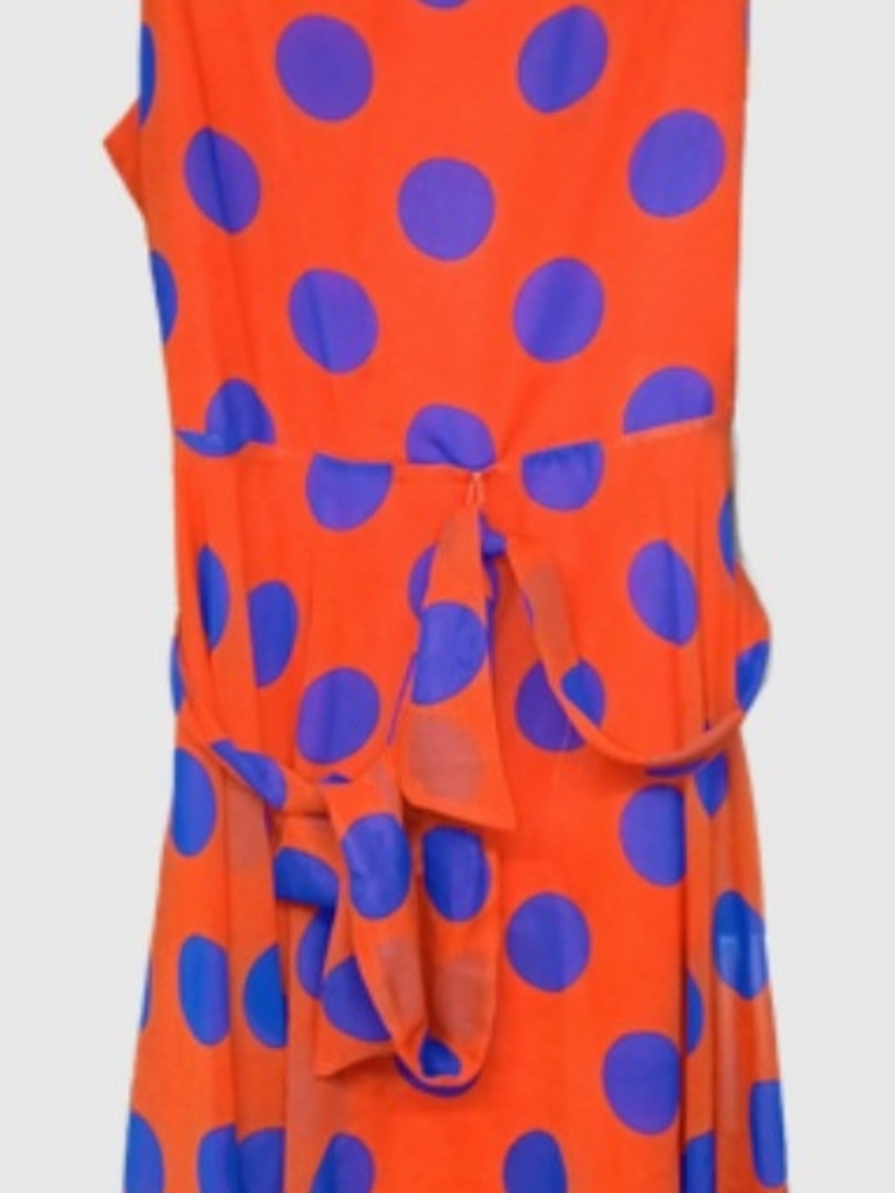 Bright Orange Dress with Bold Blue Polka Dots